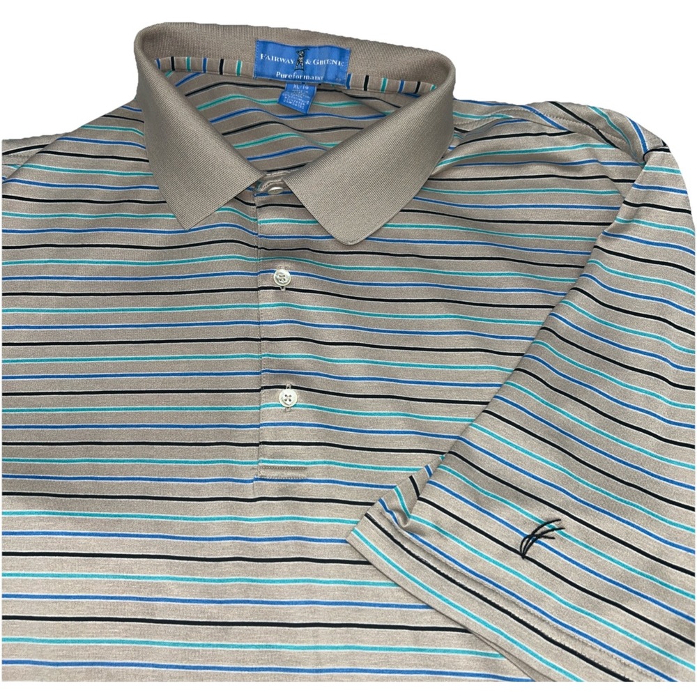 Fairway‎ & Greene Pureformance XL Men's Pinstripe Golf Polo, Club Hit
